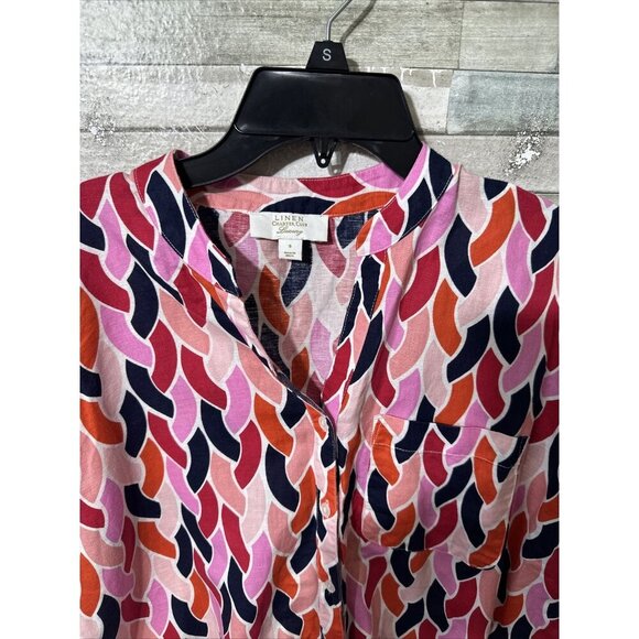 Women’s Linen Charter Club Blouse Multicolored Size Small - Picture 6 of 11